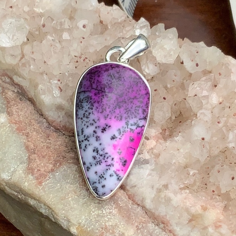 PURPLE DENDRITIC OPAL 925 STERLING SILVER PENDANT